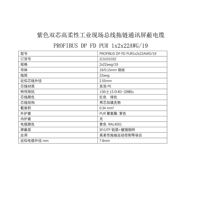 profibusDP拖链电缆规格型号价格