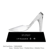 水晶鞋水晶靴水晶高跟鞋奖杯摆件化妆品公司服装美容行业表彰奖杯